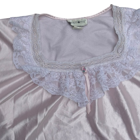 Vintage Apostrophe Women’s Pink Nightgown with Lace Trim Size Medium - Picture 4 of 16